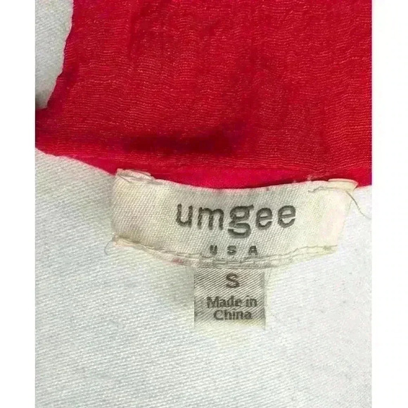 Umgee Red Women's Floral Embroidered Keyhole Bell Sleeve Mini Dress Bohemian SM - Picture 7 of 8